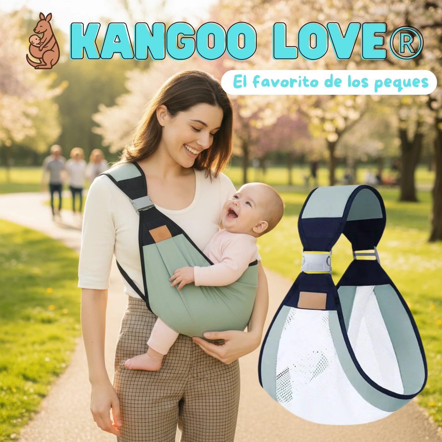Portabebés Kangoo Love 🥰 – Ajustable y Seguro – Alivia tu espalda desde el primer uso