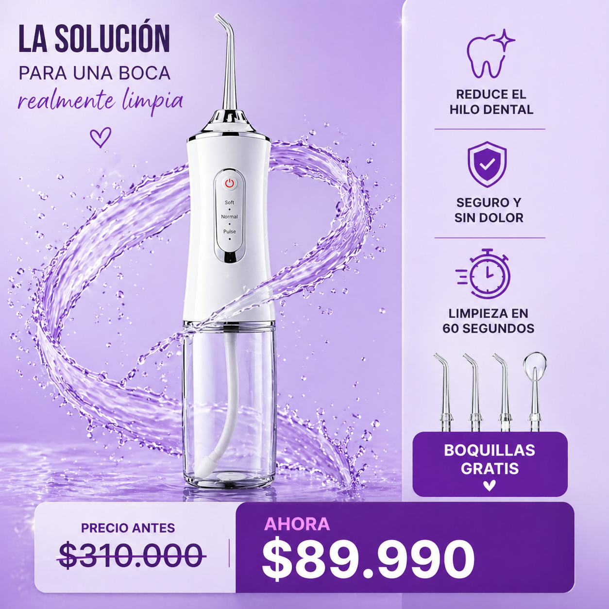 Irrigador Oral - Kit 4 Boquillas Gratis